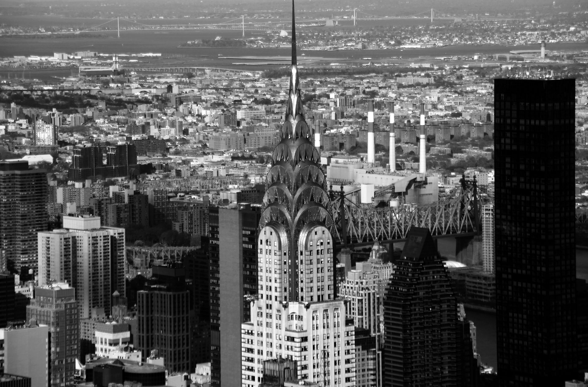 Chrysler Building aerial in black and white